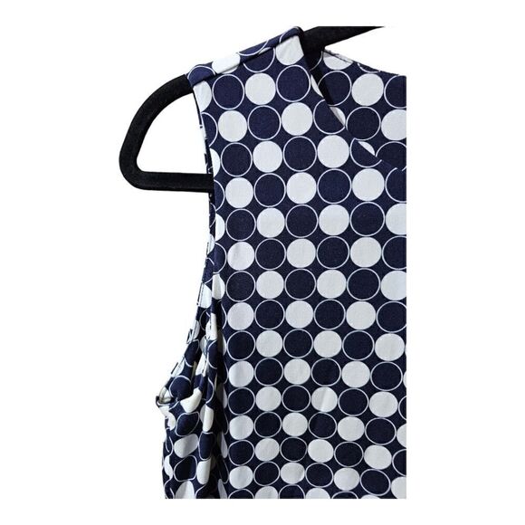 VINCE‎ CAMUTO Navy & White Polka Dot Sleeveless Sheath Dress - Size Large - Picture 6 of 8